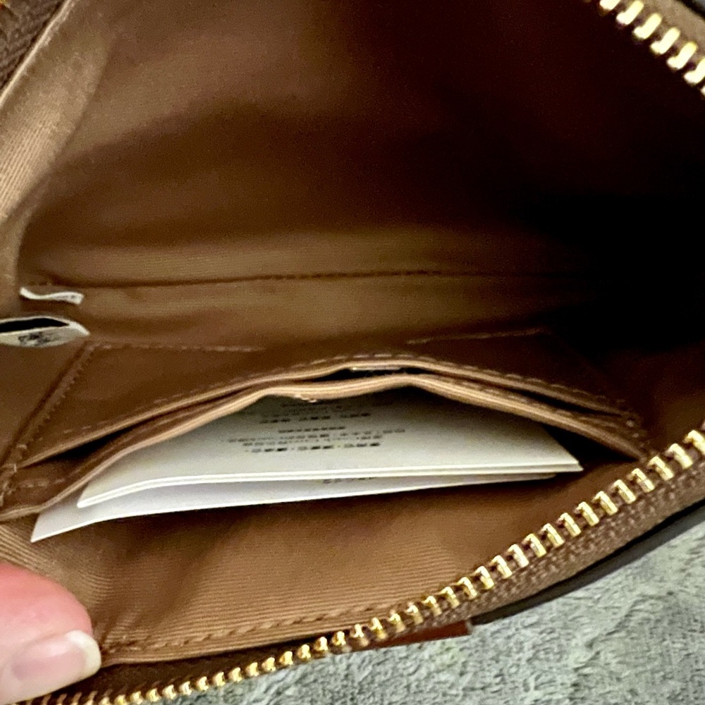 Coach Signature Beige and Brown Wristlet - Picture 7 of 10